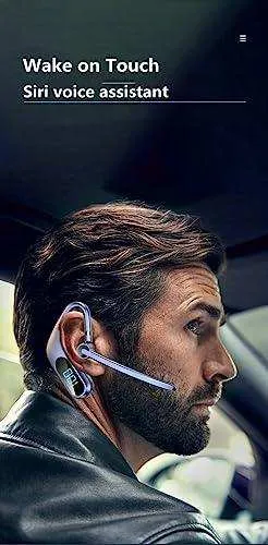 TUTT KJ12 Pro Wireless Single Stereo Headset with Microphone LED Display Stereo Handsfree Single Headset with Microphone for Trucker Business Travel Driving