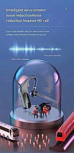 TUTT KJ12 Pro Wireless Single Stereo Headset with Microphone LED Display Stereo Handsfree Single Headset with Microphone for Trucker Business Travel Driving