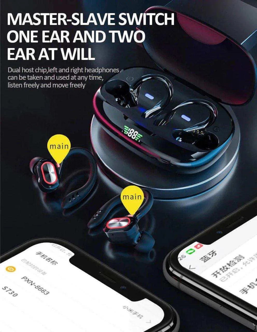 TUTT S730 Wireless Earbuds Bluetooth V5.0 Earbuds Built-in Mic Bluetooth Headphones in-Ear Stereo Wireless Earphones with Charging Case Waterproof Headset Ear Buds for Sport Running Business