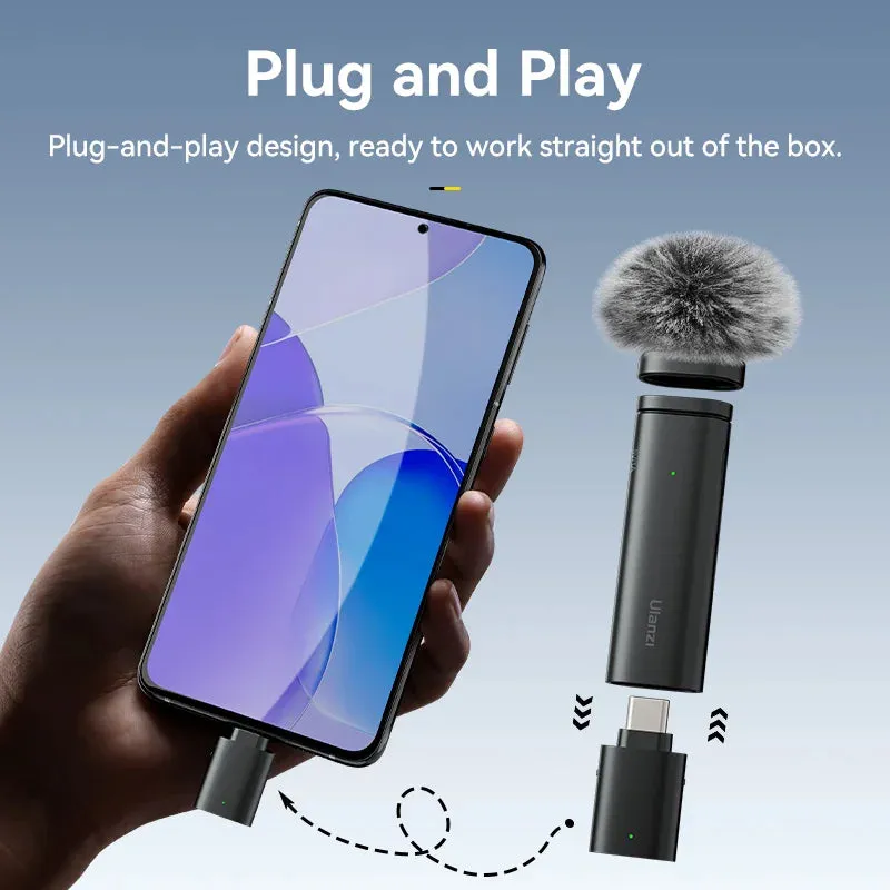 Ulanzi WM-10 Wireles Lavalier Microphone 1 to 1 Mic USB C