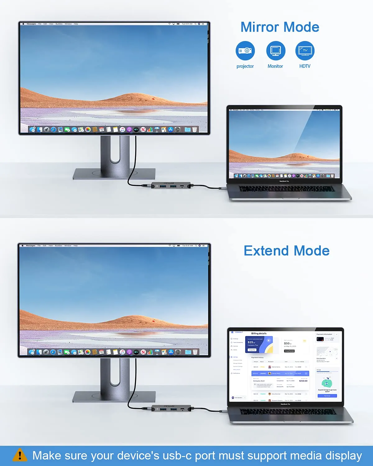 USB C Hub, QGeeM 4-in-1 USB C to HDMI Adapter with 4K@30Hz,100W Power Delivery,USB 3.0,Thunderbolt 3 Hub Compatible for MacBook Pro, XPS, iPad Pro,More Type C Devices