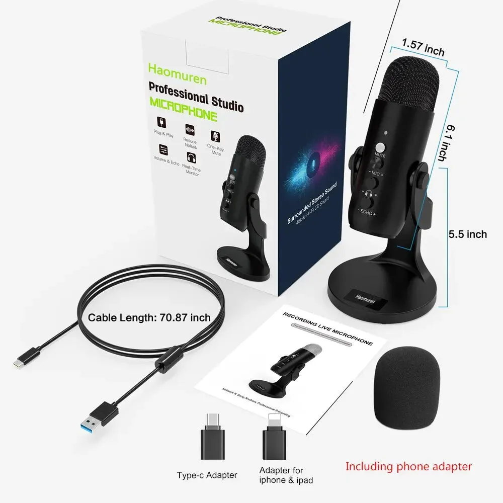 USB Microphone for PC, Mac, Gaming Recording Streaming Podcasting