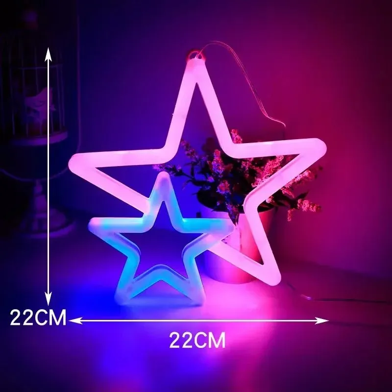 Vibrant LED Neon Light Game Pad, Star Sign Lamp and Other Designs – Dazzling Wall Art for Gaming Nights, Celebrations, & Festive Decor