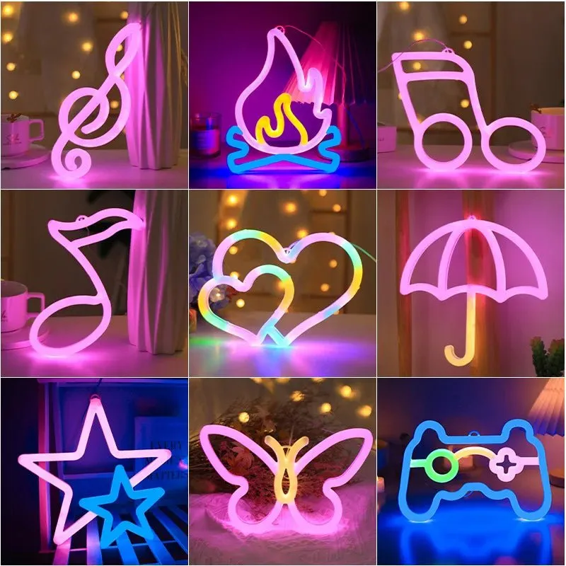 Vibrant LED Neon Light Game Pad, Star Sign Lamp and Other Designs – Dazzling Wall Art for Gaming Nights, Celebrations, & Festive Decor