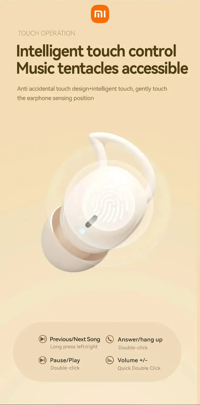 XIAOMI M72 New Sleeping Wireless Earbuds Mini Bluetooth5.4 Touch Cotrol In Ear Headphone comfortable Noise Reduction Headset