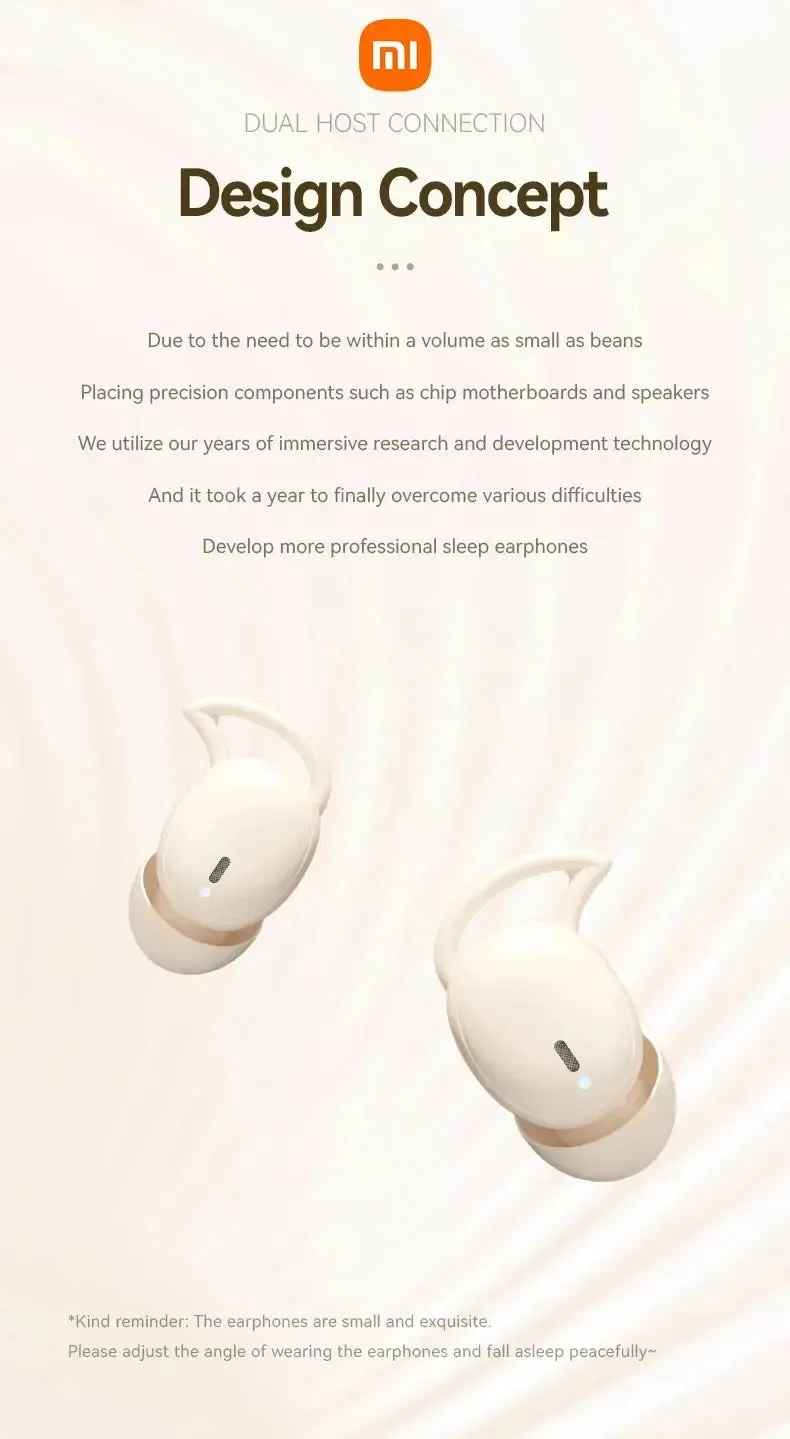 XIAOMI M72 New Sleeping Wireless Earbuds Mini Bluetooth5.4 Touch Cotrol In Ear Headphone comfortable Noise Reduction Headset